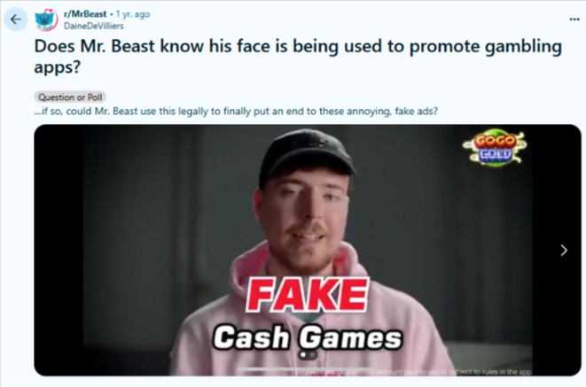 Reddit thread (Unauthorized Use of MrBeast's Image) Reddit thread (Unauthorized Use of MrBeast's Image)
